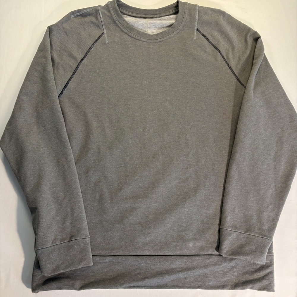 Lululemon Mens Crewneck Sweatshirt Heathered Grey Raglan Pullover Size XL